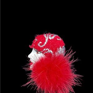 Vintage Red Mink Lady Face Brooch